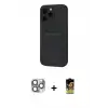 ieg™ iPhone 16 Pro Max Kılıf Vadi Çizgi Prime - Siyah Buffer Cam Ekran Koruyucu + Pers Alüminyum Kamera Lens - GI