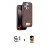 ieg™ iPhone 16 Pro Max Kılıf Vadi Klasik Serisi - Siyah Buffer Cam Ekran Koruyucu + Pers Alüminyum Kamera Lens - GS