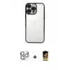 ieg™ iPhone 16 Pro Max Kılıf Vadi Minimal - Siyah Buffer Cam Ekran Koruyucu + Pers Alüminyum Kamera Lens - GS