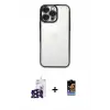 ieg™ iPhone 16 Pro Max Kılıf Vadi Minimal - Siyah Buffer Hayalet Cam Ekran Koruyucu + Bilvis Titan Kamera Lens - SH