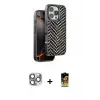 ieg™ iPhone 16 Pro Max Kılıf Vadi Özel Seri - Siyah Buffer Cam Ekran Koruyucu + Pers Alüminyum Kamera Lens - GI