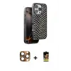 ieg™ iPhone 16 Pro Max Kılıf Vadi Özel Seri - Siyah Buffer Cam Ekran Koruyucu + Pers Alüminyum Kamera Lens - CLTM