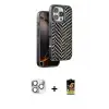 ieg™ iPhone 16 Pro Max Kılıf Vadi Özel Seri - Siyah Buffer Cam Ekran Koruyucu + Pers Alüminyum Kamera Lens - GS