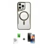 ieg™ iPhone 16 Pro Max Kılıf Yadigar Klasik Özel Seri - Siyah 3D Antistatik Mat Seramik Nano Ekran Koruyucu + Raze Metal Kamera Lens - BZ