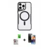 ieg™ iPhone 16 Pro Max Kılıf Yadigar Klasik Özel Seri - Siyah 3D Antistatik Mat Seramik Nano Ekran Koruyucu + Raze Metal Kamera Lens - NLGY