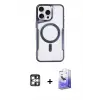 ieg™ iPhone 16 Pro Max Kılıf Yadigar Klasik Özel Seri - Siyah Bilvis 5in1 5D Magic Hayalet Cam Ekran Koruyucu + PVD Metal Kamera Lens - GS