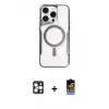 ieg™ iPhone 16 Pro Max Kılıf Yadigar Klasik Özel Seri - Siyah Buffer Hayalet Cam Ekran Koruyucu + PVD Metal Kamera Lens - GD