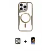 ieg™ iPhone 16 Pro Max Kılıf Yadigar Klasik Özel Seri - Siyah Buffer Hayalet Cam Ekran Koruyucu + PVD Metal Kamera Lens - GD