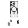 ieg™ iPhone 16 Pro Max Kılıf Yadigar Klasik Özel Seri - Siyah Buffer Hayalet Cam Ekran Koruyucu + Raze Metal Kamera Lens - SH
