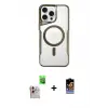ieg™ iPhone 16 Pro Max Kılıf Yadigar Klasik Özel Seri - Siyah Buffer Hayalet Cam Ekran Koruyucu + Raze Metal Kamera Lens - NLGY