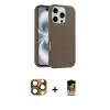 ieg™ iPhone 16 Pro Max Kılıf Yankı Form Serisi - Siyah Buffer Cam Ekran Koruyucu + Pers Alüminyum Kamera Lens - CLTM