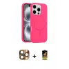 ieg™ iPhone 16 Pro Max Kılıf Yankı Form Serisi - Siyah Buffer Cam Ekran Koruyucu + Pers Alüminyum Kamera Lens - CLTM