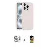 ieg™ iPhone 16 Pro Max Kılıf Yankı Form Serisi - Siyah Buffer Cam Ekran Koruyucu + Pers Alüminyum Kamera Lens - GS