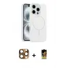 ieg™ iPhone 16 Pro Max Kılıf Yankı Form Serisi - Siyah Buffer Cam Ekran Koruyucu + Pers Alüminyum Kamera Lens - CLTM