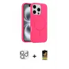 ieg™ iPhone 16 Pro Max Kılıf Yankı Form Serisi - Siyah Buffer Cam Ekran Koruyucu + Pers Alüminyum Kamera Lens - GS
