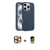 ieg™ iPhone 16 Pro Max Kılıf Yankı Form Serisi - Siyah Buffer Cam Ekran Koruyucu + Pers Alüminyum Kamera Lens - CLTM