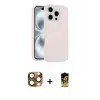 ieg™ iPhone 16 Pro Max Kılıf Yankı Form Serisi - Siyah Buffer Cam Ekran Koruyucu + Pers Alüminyum Kamera Lens - CLTM