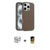 ieg™ iPhone 16 Pro Max Kılıf Yankı Form Serisi - Siyah Buffer Cam Ekran Koruyucu + Pers Alüminyum Kamera Lens - GS
