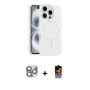 ieg™ iPhone 16 Pro Max Kılıf Yankı Form Serisi - Siyah Buffer Hayalet Cam Ekran Koruyucu + Pers Alüminyum Kamera Lens - GI