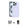 ieg™ iPhone 16 Pro Max Kılıf Yankı Form Serisi - Siyah Buffer Hayalet Cam Ekran Koruyucu + Pers Alüminyum Kamera Lens - GI
