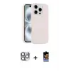 ieg™ iPhone 16 Pro Max Kılıf Yankı Form Serisi - Siyah Buffer Hayalet Cam Ekran Koruyucu + Pers Alüminyum Kamera Lens - GI