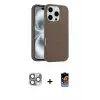 ieg™ iPhone 16 Pro Max Kılıf Yankı Form Serisi - Siyah Buffer Hayalet Cam Ekran Koruyucu + Pers Alüminyum Kamera Lens - GI