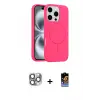 ieg™ iPhone 16 Pro Max Kılıf Yankı Form Serisi - Siyah Buffer Hayalet Cam Ekran Koruyucu + Pers Alüminyum Kamera Lens - GI