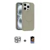 ieg™ iPhone 16 Pro Max Kılıf Yankı Form Serisi - Siyah Buffer Hayalet Cam Ekran Koruyucu + Pers Alüminyum Kamera Lens - GI