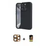 ieg™ iPhone 16 Pro Max Kılıf Yankı Yansıma Özel Seri - Siyah Buffer Cam Ekran Koruyucu + Pers Alüminyum Kamera Lens - CLTM