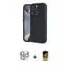 ieg™ iPhone 16 Pro Max Kılıf Yankı Yansıma Özel Seri - Siyah Buffer Cam Ekran Koruyucu + Pers Alüminyum Kamera Lens - GS