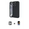 ieg™ iPhone 16 Pro Max Kılıf Yankı Yansıma Özel Seri - Siyah Buffer Hayalet Cam Ekran Koruyucu + PVD Metal Kamera Lens - GS