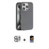 ieg™ iPhone 16 Pro Max Kılıf Zirve Modern Prime - Siyah Buffer Hayalet Cam Ekran Koruyucu + Pers Alüminyum Kamera Lens - GI
