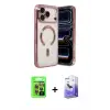 ieg™ iPhone 17 Pro Kılıf Nova Işık Özel Seri - Siyah Bilvis 5in1 5D Magic Hayalet Cam Ekran Koruyucu + Raze Metal Kamera Lens - TU
