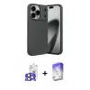 ieg™ iPhone 17 Pro Max Kılıf Eksen Form Prime - Siyah Bilvis 5in1 3D Magic Cam Ekran Koruyucu + Bilvis Titan Kamera Lens - NLGY