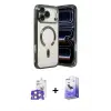 ieg™ iPhone 17 Pro Max Kılıf Nova Işık Özel Seri - Siyah Bilvis 5in1 5D Magic Hayalet Cam Ekran Koruyucu + Bilvis Titan Kamera Lens - TU