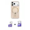 ieg™ iPhone 17 Pro Max Kılıf Pusula Form Özel Seri - Siyah Bilvis 5in1 5D Magic Hayalet Cam Ekran Koruyucu + Bilvis Titan Kamera Lens - GS