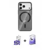ieg™ iPhone 17 Pro Max Kılıf Pusula Form Özel Seri - Siyah Bilvis 5in1 5D Magic Hayalet Cam Ekran Koruyucu + Bilvis Titan Kamera Lens - LT