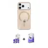 ieg™ iPhone 17 Pro Max Kılıf Pusula Form Özel Seri - Siyah Bilvis 5in1 5D Magic Hayalet Cam Ekran Koruyucu + Bilvis Titan Kamera Lens - TU