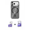 ieg™ iPhone 17 Pro Max Kılıf Pusula Form Özel Seri - Siyah Bilvis 5in1 5D Magic Hayalet Cam Ekran Koruyucu + Bilvis Titan Kamera Lens - GS