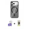 ieg™ iPhone 17 Pro Max Kılıf Pusula Form Özel Seri - Siyah Joko Magic 5D Hayalet Cam + Bilvis Titan Kamera Lens - GS