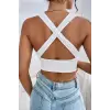 ieg™ Kadın Siyah Çapraz Sırt Detaylı Şık Crop Top Büstiyer