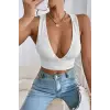 ieg™ Kadın Siyah Çapraz Sırt Detaylı Şık Crop Top Büstiyer