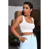 ieg™ Kadın Beyaz Kalın Askılı Crop Top Büstiyer