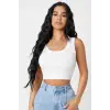 ieg™ Kadın Beyaz Kare Yaka Crop Top Bluz