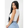 ieg™ Kadın Beyaz Kare Yaka Crop Top Bluz