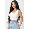 ieg™ Kadın Beyaz Kare Yaka Crop Top Bluz