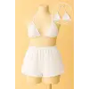 ieg™ Kadın Beyaz Şortlu Belden ve Boyundan Bağlamalı Bikini Takımı
