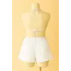 ieg™ Kadın Beyaz Şortlu Belden ve Boyundan Bağlamalı Bikini Takımı