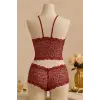 ieg™ Kadın Bordo Dantel Bralet Şort Takımı – Asil ve Sofistike İç Giyim