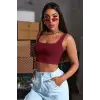 ieg™ Kadın Bordo Kalın Askılı Crop Top Büstiyer